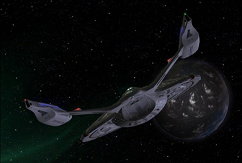 U.S.S. Enterprise in flight.