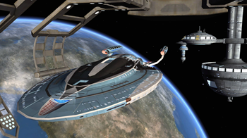 U.S.S. Enterprise at New Utopia Planitia Fleet Yards, Mars.