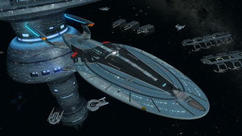 U.S.S. Enterprise ready for departure.